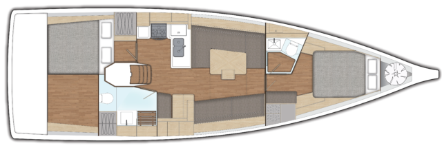 2 double cabins and 2 bathrooms